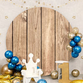 Aperturee - Simple Nature Khaki Wood Round Birthday Backdrop